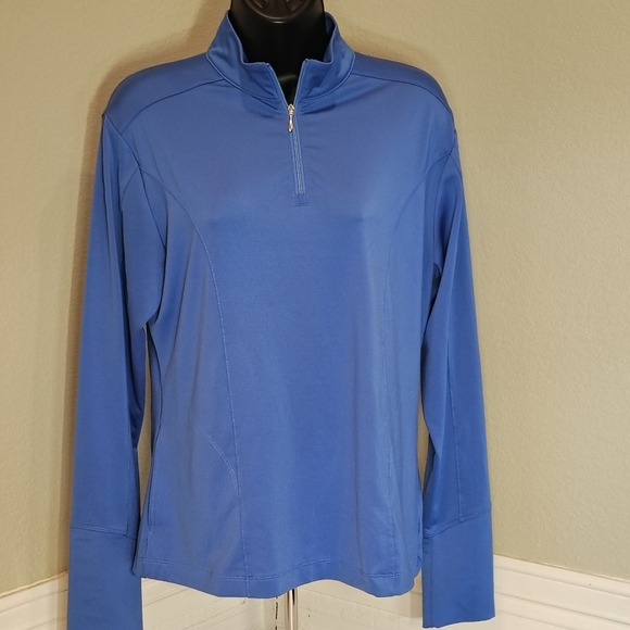 Maggie Lane Women's Med Blue Performance Quarter Zip Shirt - Picture 1 of 6